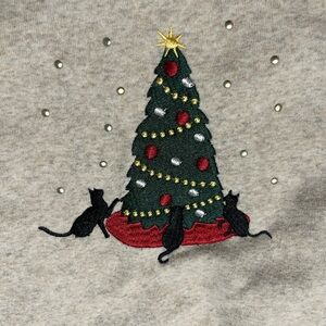 Festive Cat Christmas Tree Sweater womens Small